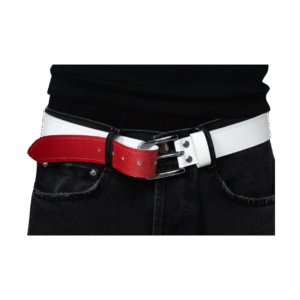 LEATHER GOODS ICONIC BELT WHITE/RED