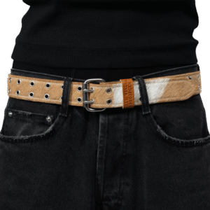 BROWN LABEL LEATHER GOODS PONY HAIR BELT BROWN/WHITE