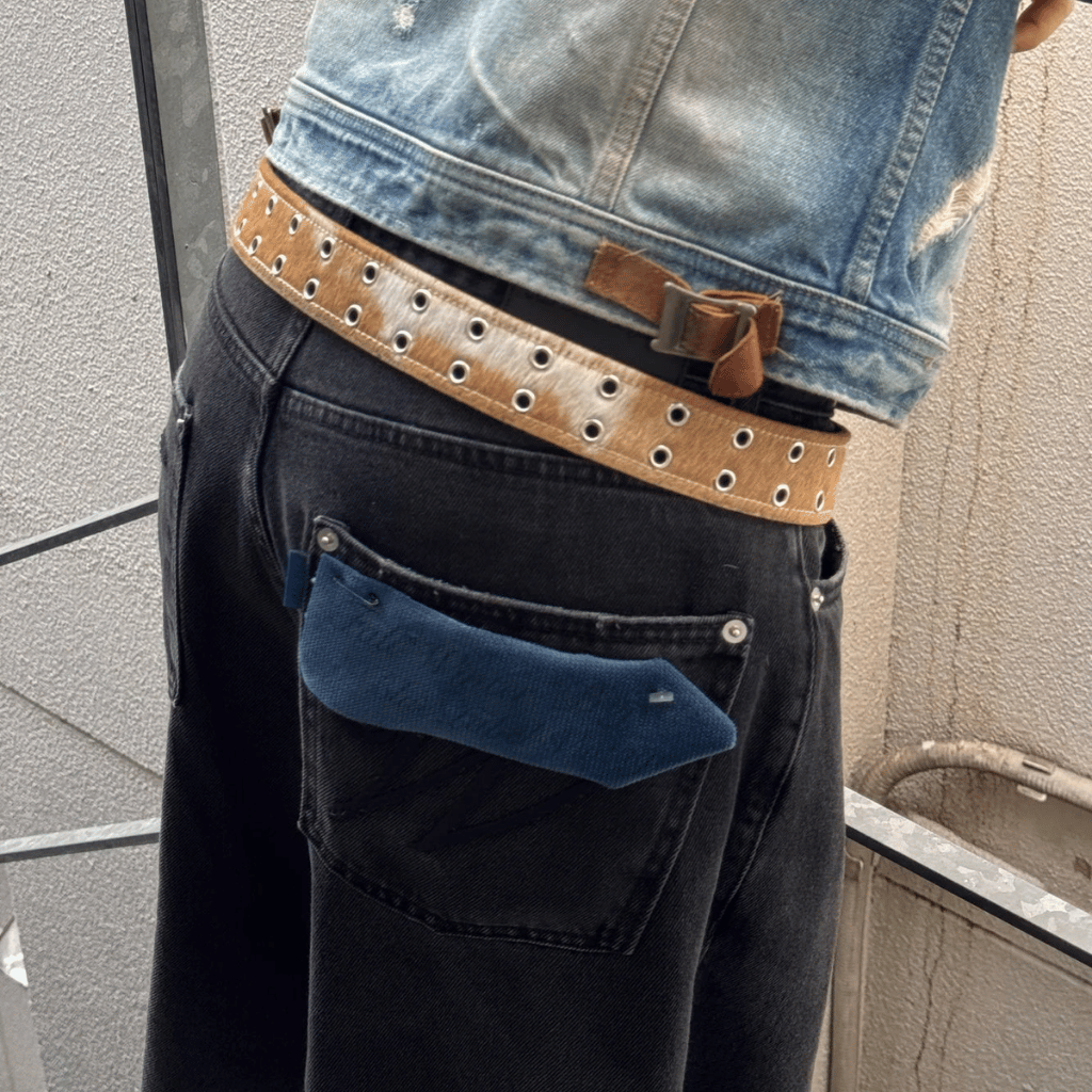 BROWN LABEL LEATHER GOODS PONY HAIR BELT BROWN/WHITE - Image 4