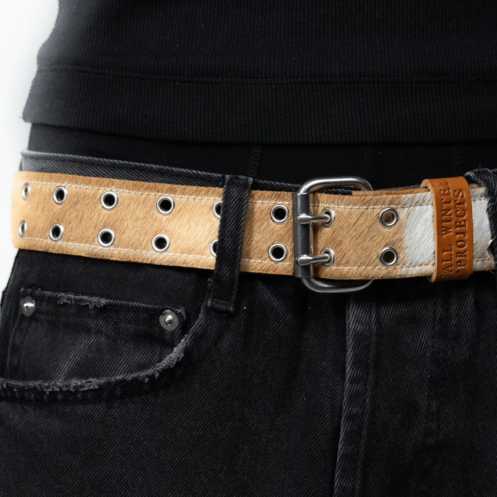 BROWN LABEL LEATHER GOODS PONY HAIR BELT BROWN/WHITE - Image 2