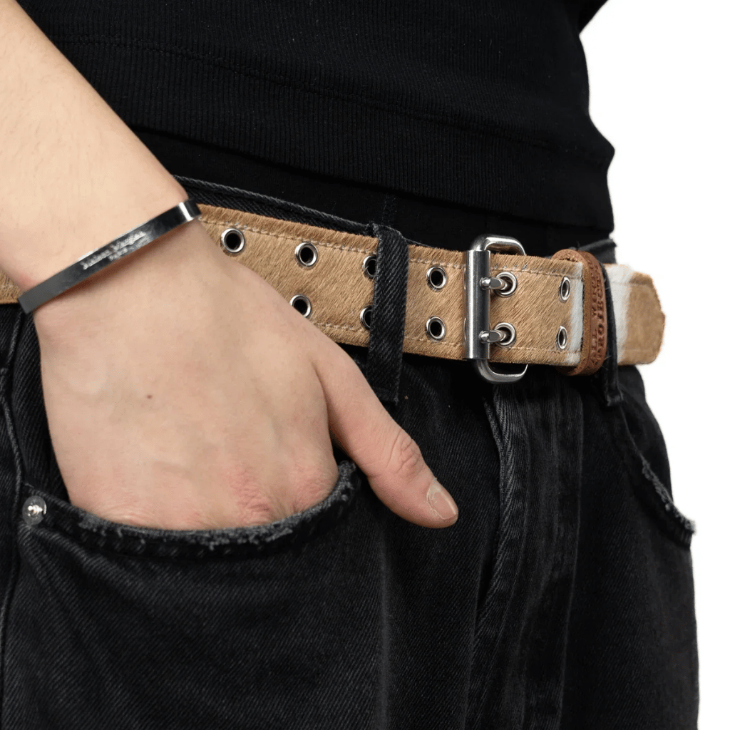 BROWN LABEL LEATHER GOODS PONY HAIR BELT BROWN/WHITE - Image 3