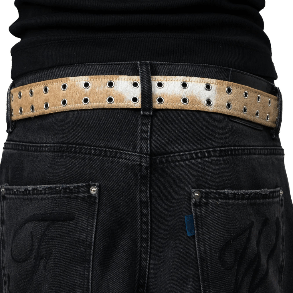 BROWN LABEL LEATHER GOODS PONY HAIR BELT BROWN/WHITE - Image 5