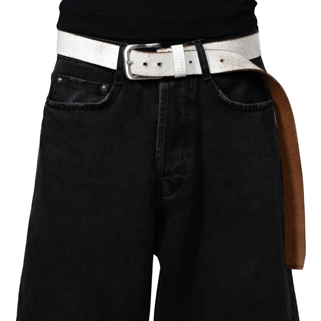 BROWN LABEL LEATHER GOODS CRACKED OVERLENGTH BELT WHITE - Image 5